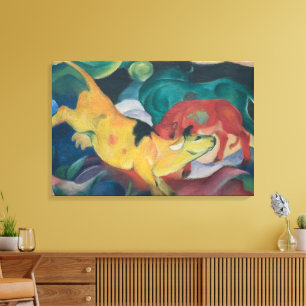 Franz Marc Abstrakte Kühe Rot Grün Gelb Malerei Leinwanddruck