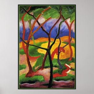 Franz Marc abstrakte Kunst, Wiesel spielen Poster