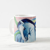 Franz Marc Berühmtes Gemälde Blaues Pferd farbenfr Kaffeetasse (Vorderseite Links)