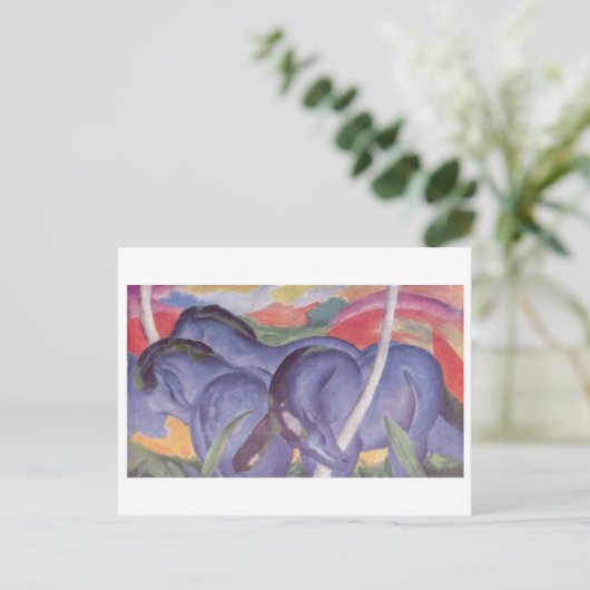 Franz Marc - Big Blue Horse 1911 Leinwand Equine Postkarte (Stehend Vorderseite)