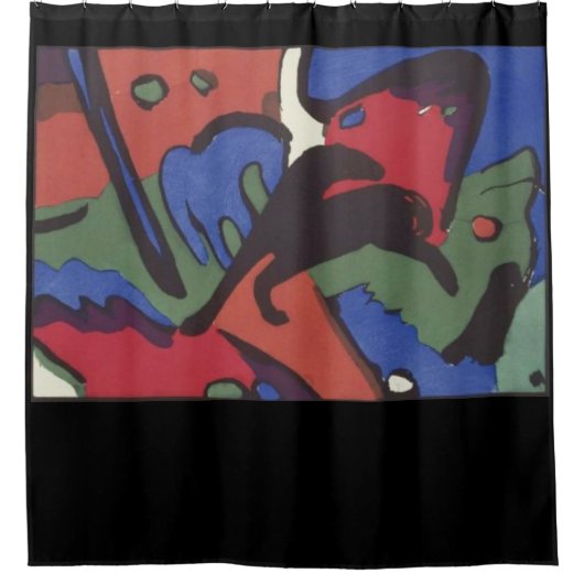 Franz Marc BLAUER REITER schwarzer Duschvorhang (Vorderseite)