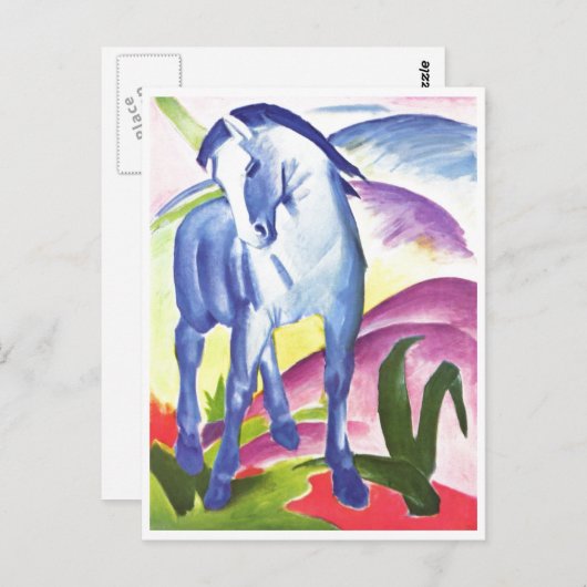 Franz Marc - Blaues Pferd I 1911 Pferderasse Postkarte (Vorne/Hinten)
