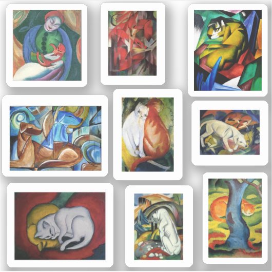 Franz Marc Cats and Dogs, Kunstmalereien Aufkleber (Vorderseite)