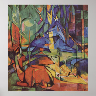 Franz Marc - Deer in Woods II 1913-14 Moon Fawn Poster