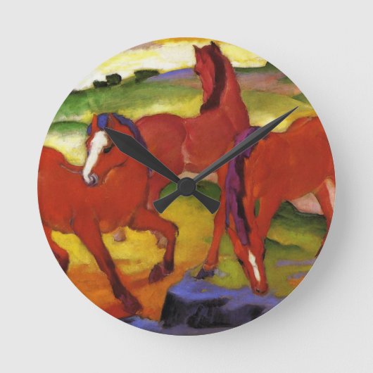 Franz Marc, der Pferdeuhr weiden lässt Runde Wanduhr (Vorderseite)