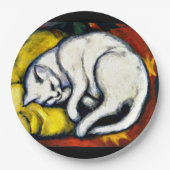 Franz Marc - Die weiße Katze, die schöne Kunstmale Pappteller (Vorderseite)