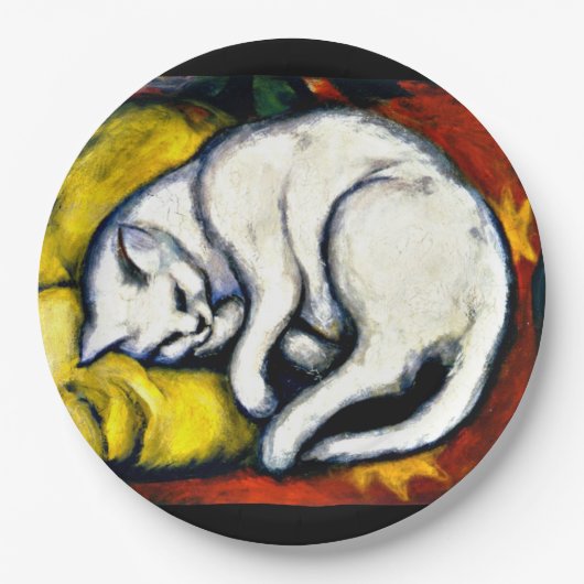 Franz Marc - Die weiße Katze, die schöne Kunstmale Pappteller (Vorderseite)