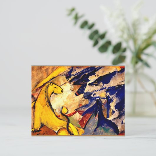 Franz Marc - Gelber Löwe, Blaufüchse, Blaues Pferd Postkarte (Stehend Vorderseite)