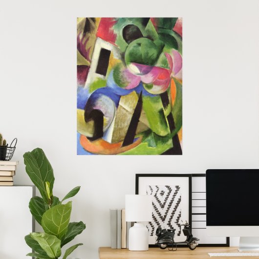 Franz Marc - Haus mit Baumbestand 1914 Poster (Heimbüro)