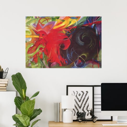 Franz Marc - Kampfformen 1914 Farbe Schwarz Poster (Heimbüro)