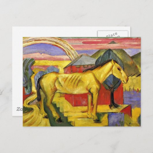 Franz Marc - Langes Gelbes Pferd Postkarte (Vorne/Hinten)