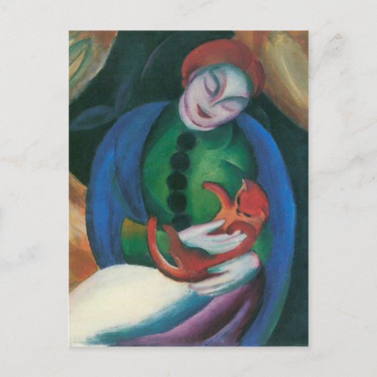 Franz Marc - Mädchen mit Katze II Postkarte (Vorderseite)