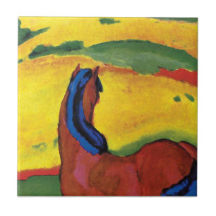 Franz Marc - Pferd in einer Landschaft gemalt Fliese