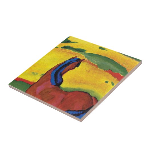 Franz Marc - Pferd in einer Landschaft gemalt Fliese (Seite)
