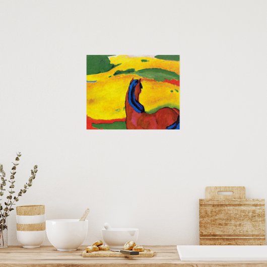 Franz Marc - Pferd in einer Landschaft gemalt Poster (Küche)
