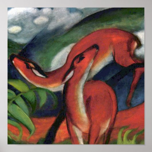 Franz Marc Red Deer Berühmtes Gemälde Poster (Vorne)