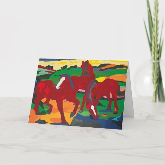 Franz Marc - rote Pferde Feiertagskarte (Vorderseite)