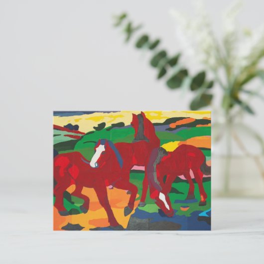 Franz Marc - rote Pferde Postkarte (Stehend Vorderseite)