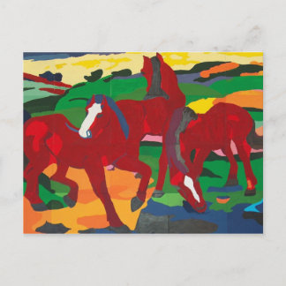 Franz Marc - rote Pferde Postkarte
