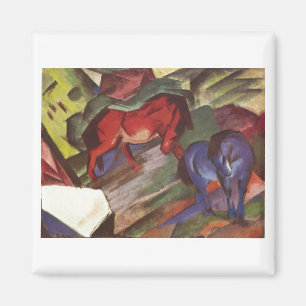 Franz Marc - rote u. blaue Papierpferde des Magnet