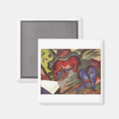 Franz Marc - Rotes & Blaues Pferd 1912 Papierpferd Magnet (Vorderseite/Rückseite)