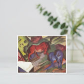 Franz Marc - Rotes & Blaues Pferd 1912 Papierpferd Postkarte (Stehend Vorderseite)