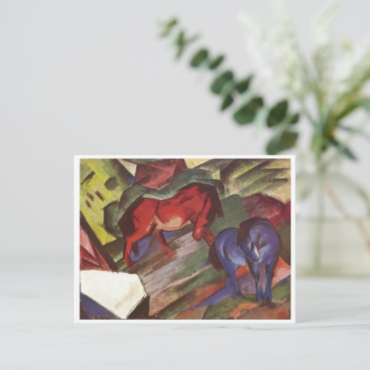 Franz Marc - Rotes & Blaues Pferd 1912 Papierpferd Postkarte (Stehend Vorderseite)