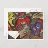 Franz Marc - Rotes & Blaues Pferd 1912 Papierpferd Postkarte (Vorne/Hinten)