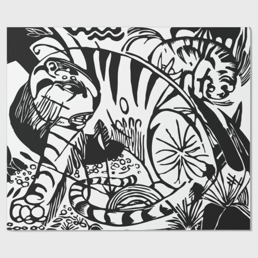 Franz Marc - Schwarz-Weiß-Tiger - Abstrakte Kunst Geschenkpapier (Flach)