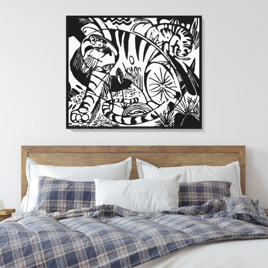 Franz Marc - Schwarz-Weiß-Tiger - Abstrakte Kunst Leinwanddruck (Insitu (Schlafzimmer))