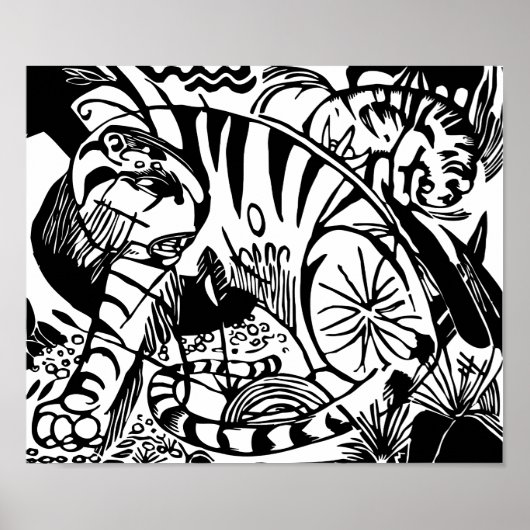 Franz Marc - Schwarz-Weiß-Tiger - Abstrakte Kunst Poster (Vorne)