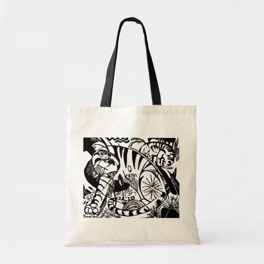 Franz Marc - Schwarz-Weiß-Tiger - Abstrakte Kunst Tragetasche (Vorne)
