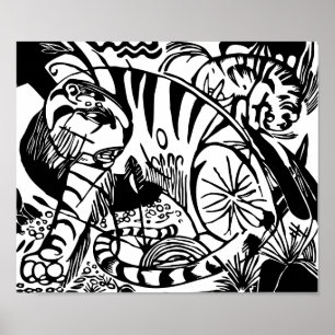 Franz Marc - Schwarzer und Weißer Tiger - Abstrakt Poster