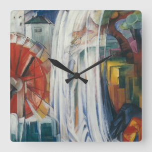 Franz Marc - The Bewitched Mill Quadratische Wanduhr
