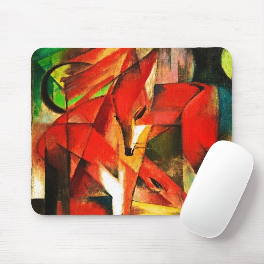Franz Marc The Foxes Red Fox Moderne Kunst Malerei Mousepad (Mit Mouse)