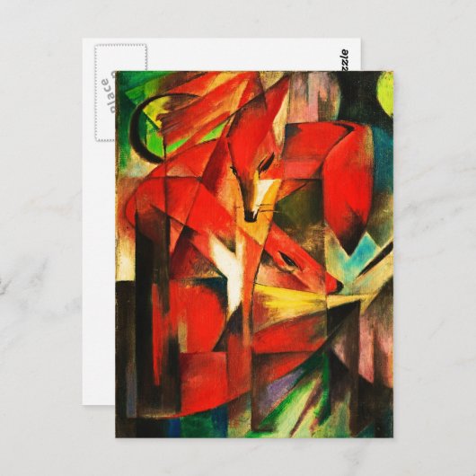 Franz Marc The Foxes Red Fox Moderne Kunst Malerei Postkarte (Vorne/Hinten)