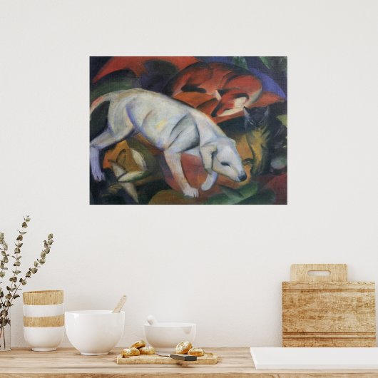 Franz Marc - Three Animals 1912 Hundfox Cat Oil Poster (Küche)