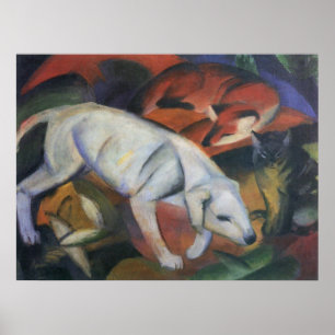 Franz Marc - Three Animals 1912 Hundfox Cat Oil Poster