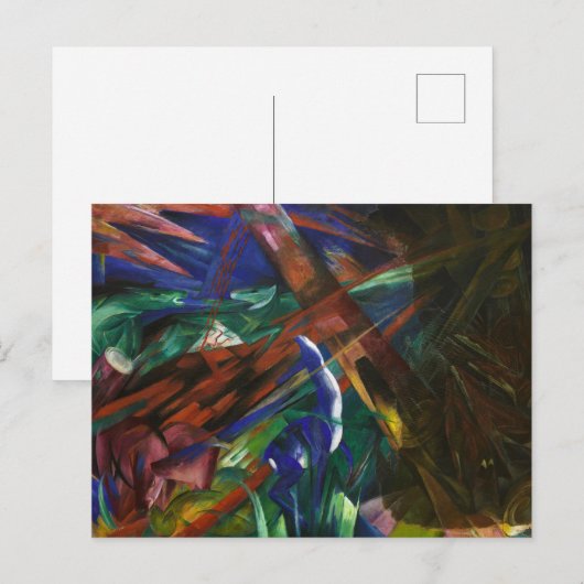 Franz Marc Tier Schicksale Rot Blau Expressionisti Postkarte (Vorne/Hinten)