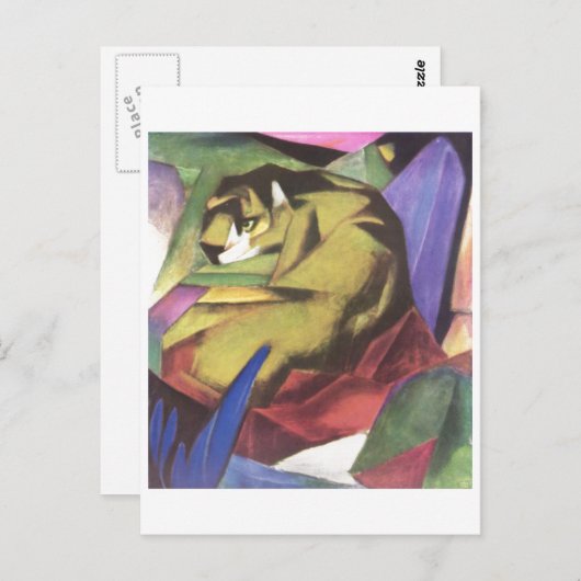 Franz Marc - Tiger 1912 Cat Jungle Leinwand Gelb Postkarte (Vorne/Hinten)
