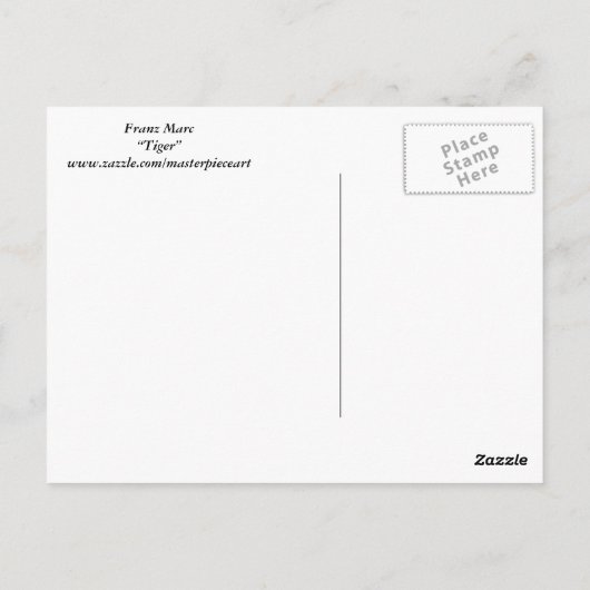 Franz Marc - Tiger Postkarte (Rückseite)