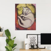 Franz Marc - Tomcat mit gelbem Kissen 1912 Katze T Poster (Heimbüro)