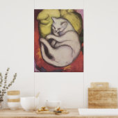 Franz Marc - Tomcat mit gelbem Kissen 1912 Katze T Poster (Küche)