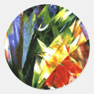 Franz Marc: Vögel - Kubistische Kunst von Franz Ma Runder Aufkleber