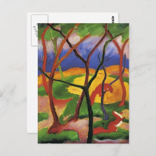 Franz Marc - Weasels Playing Postkarte (Vorne/Hinten)
