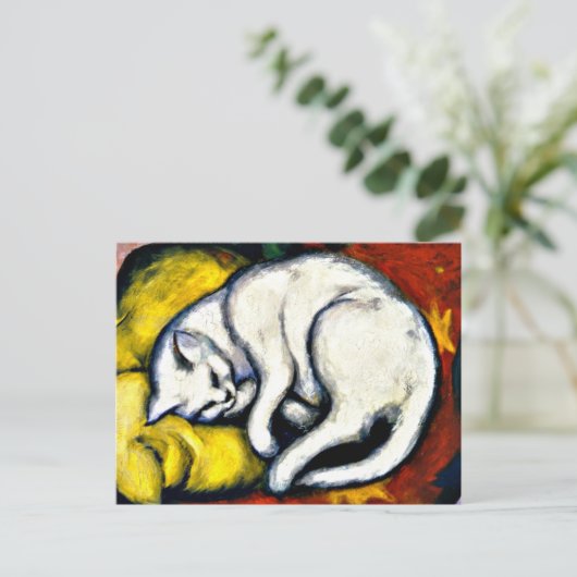 Franz Marc - Weiße Katze. Franz Marc 1912 Gemälde. Postkarte (Stehend Vorderseite)