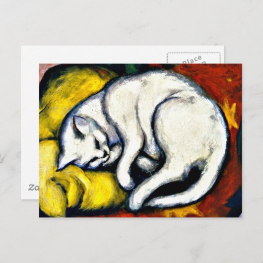 Franz Marc - Weiße Katze. Franz Marc 1912 Gemälde. Postkarte (Vorne/Hinten)