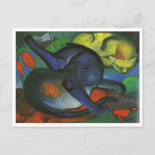 Franz Marc - Zwei Cats Blue & Yellow 1912 Kitty Oi Postkarte