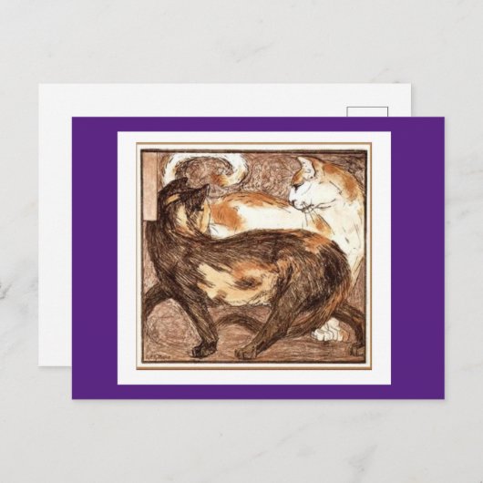 Franz Marc, zwei Katzen, schöne Kunst Postkarte (Vorne/Hinten)