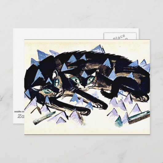 Franz Marc - Zwei schwarze Katzen Postkarte (Vorne/Hinten)